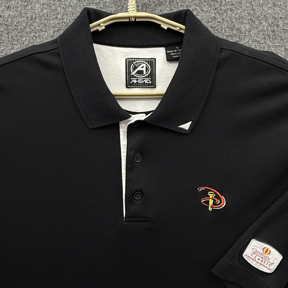 Ahead Mens Polo Shirt Large Black Disney Childrens Miracle Network Golf PL35